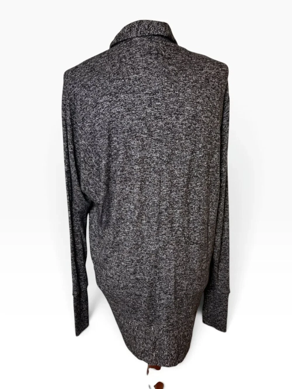 Athleta Luxe Pose Wrap Black Gray Marled Open Cardigan Size Small